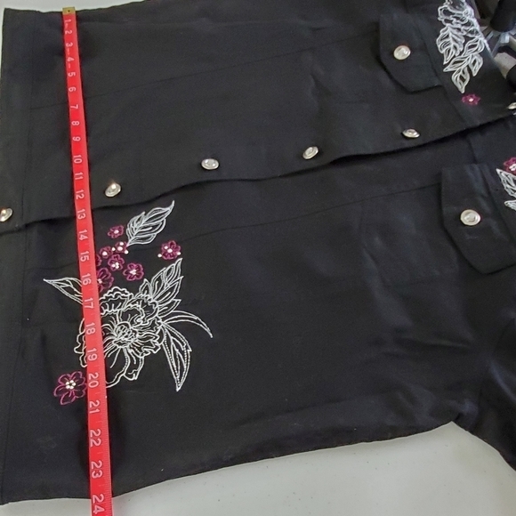 Quacker Factory Embroidered Cotton Jacket Size L Rhinestone Accents Western - Picture 10 of 16